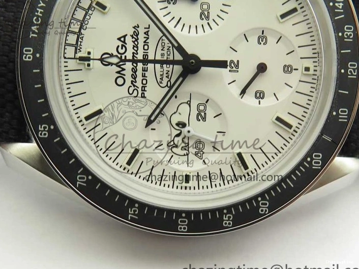 0723 Speedmaster SS Snoopy OMF Best Edition White Dial on Nylon Strap Manual Winding Chrono Movement WellDesigned 7990